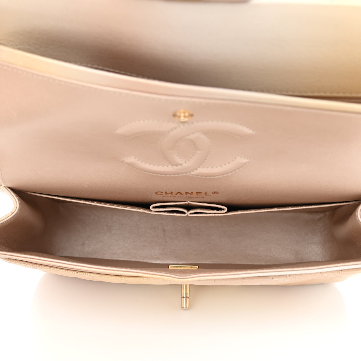 Chanel Metallic Goatskin Quilted Ombre Medium Double Flap Gold 5 of 12