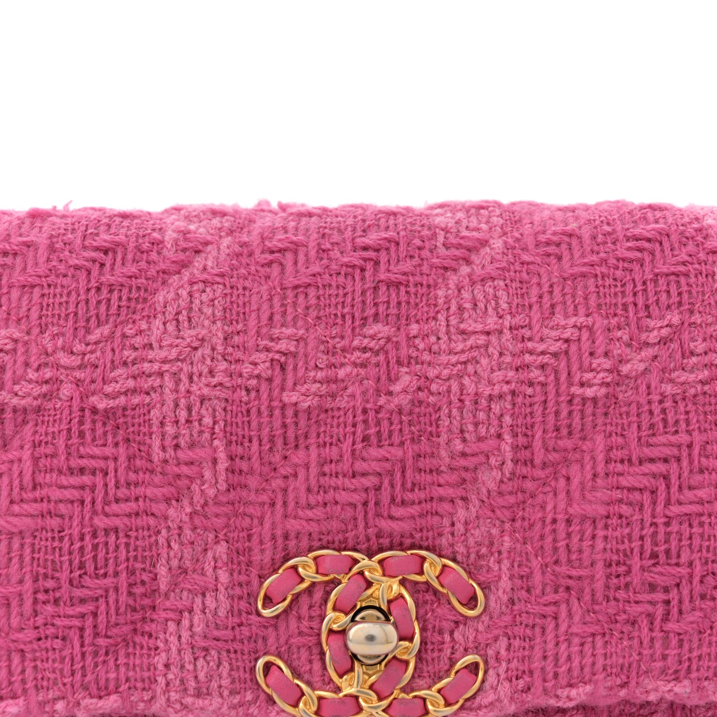 Tweed Quilted Chanel 19 Waist Bag Pink