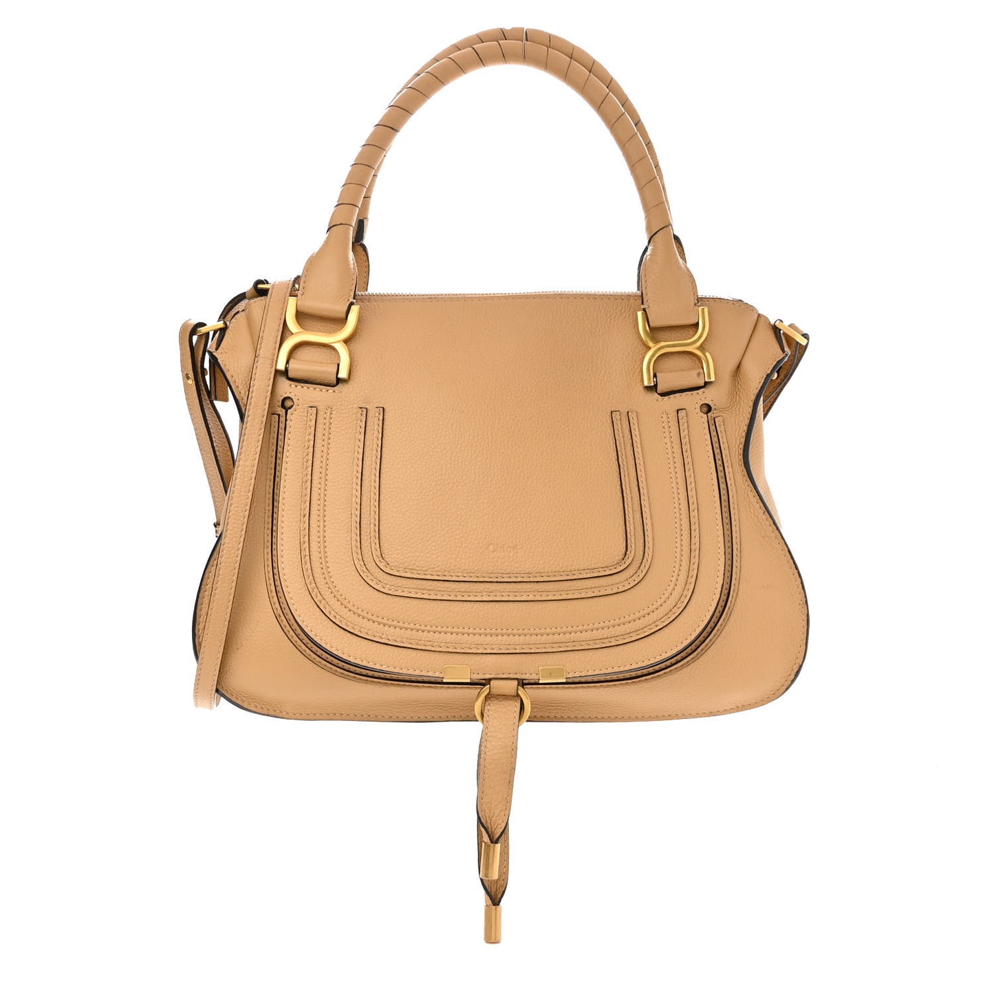 Calfskin Medium Marcie Satchel Sand Shell