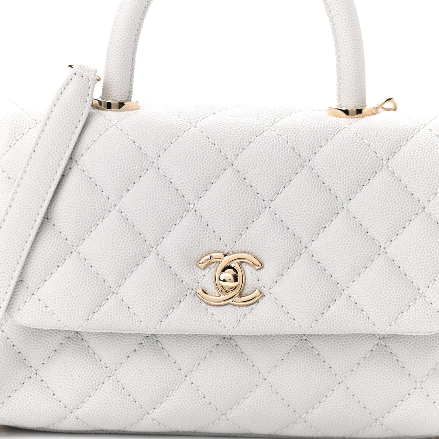 Caviar Quilted Mini Coco Handle Flap Light Grey