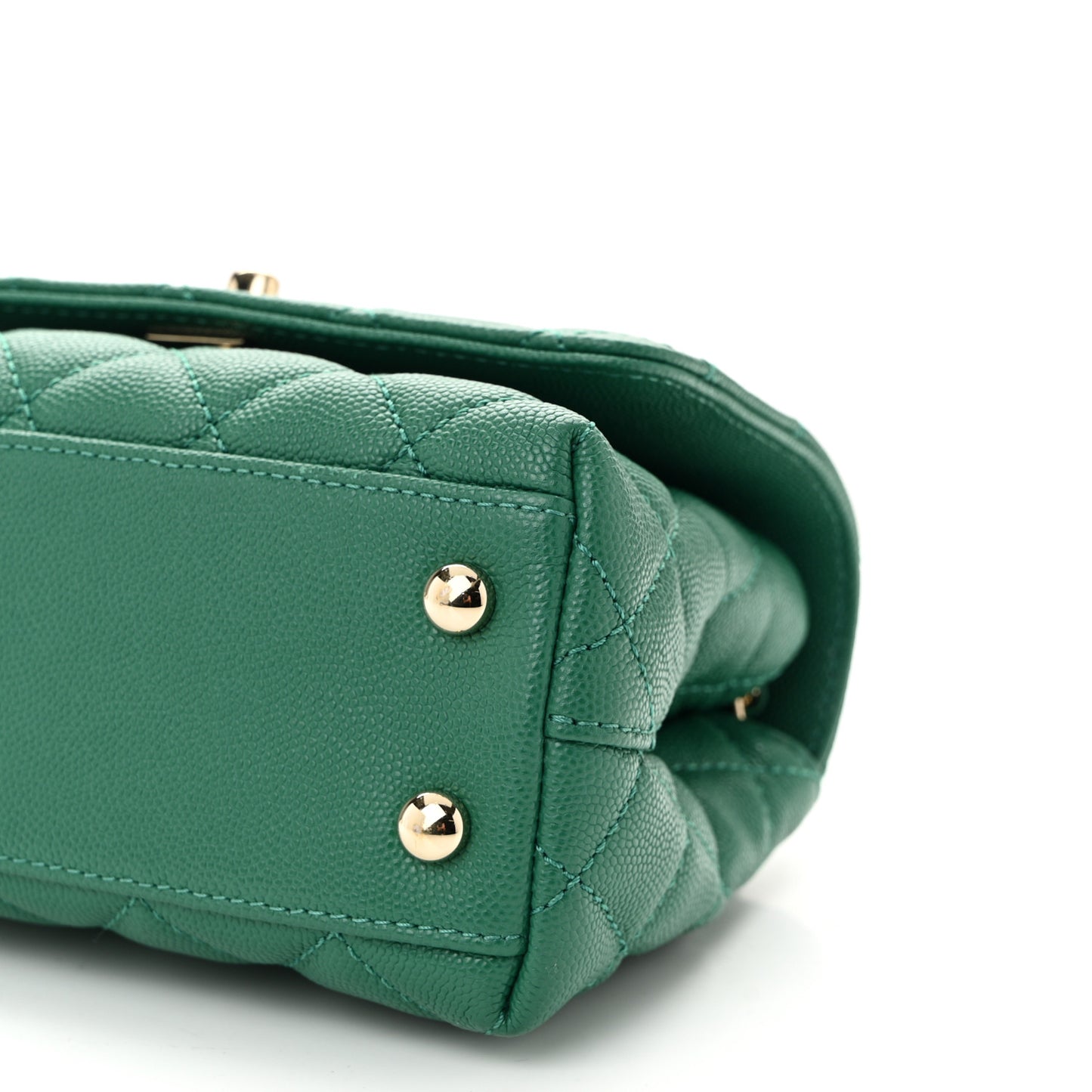 Caviar Quilted Extra Mini Coco Handle Flap Green