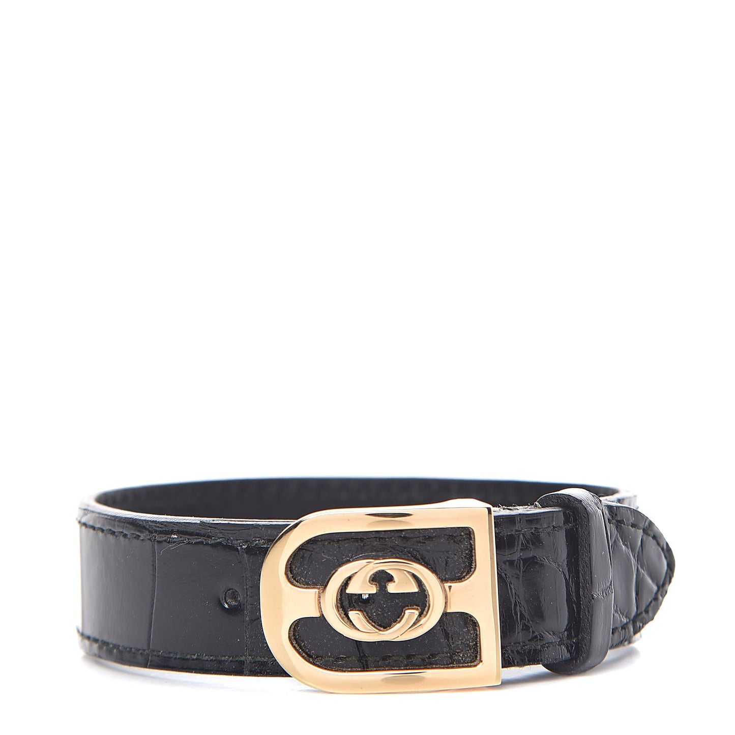 Crocodile Interlocking G Bracelet Large Black