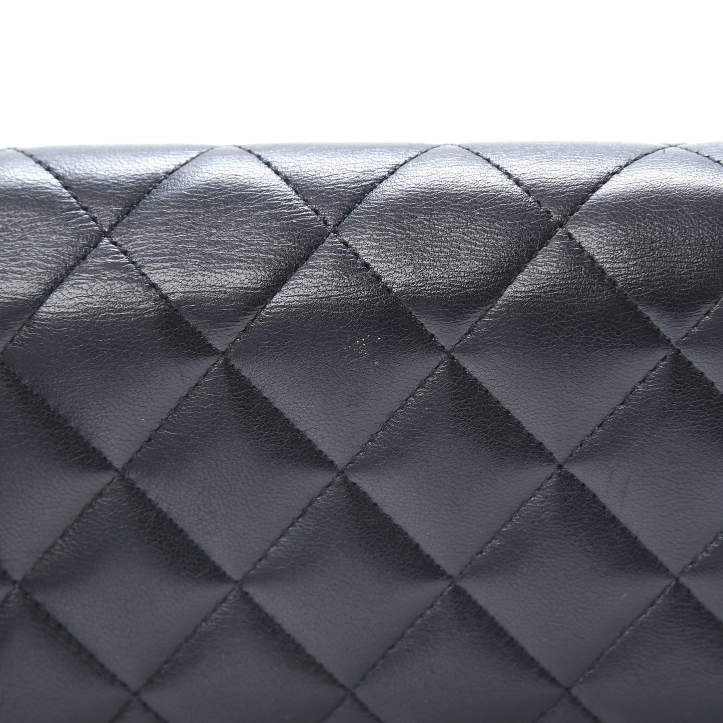 Lambskin Quilted Large Gusset Flap Wallet Black