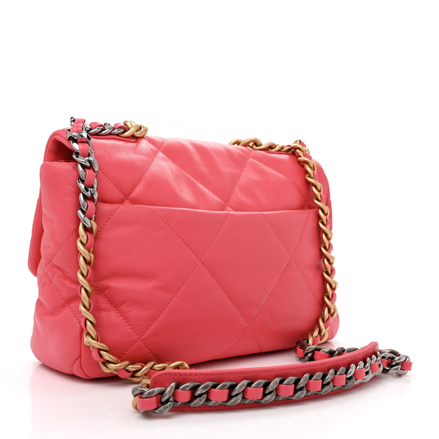 Goatskin Quilted Large Chanel 19 Flap Pink