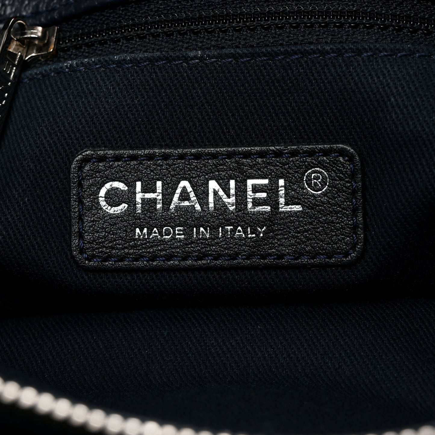 Caviar Quilted Timeless CC Soft Tote Navy Blue