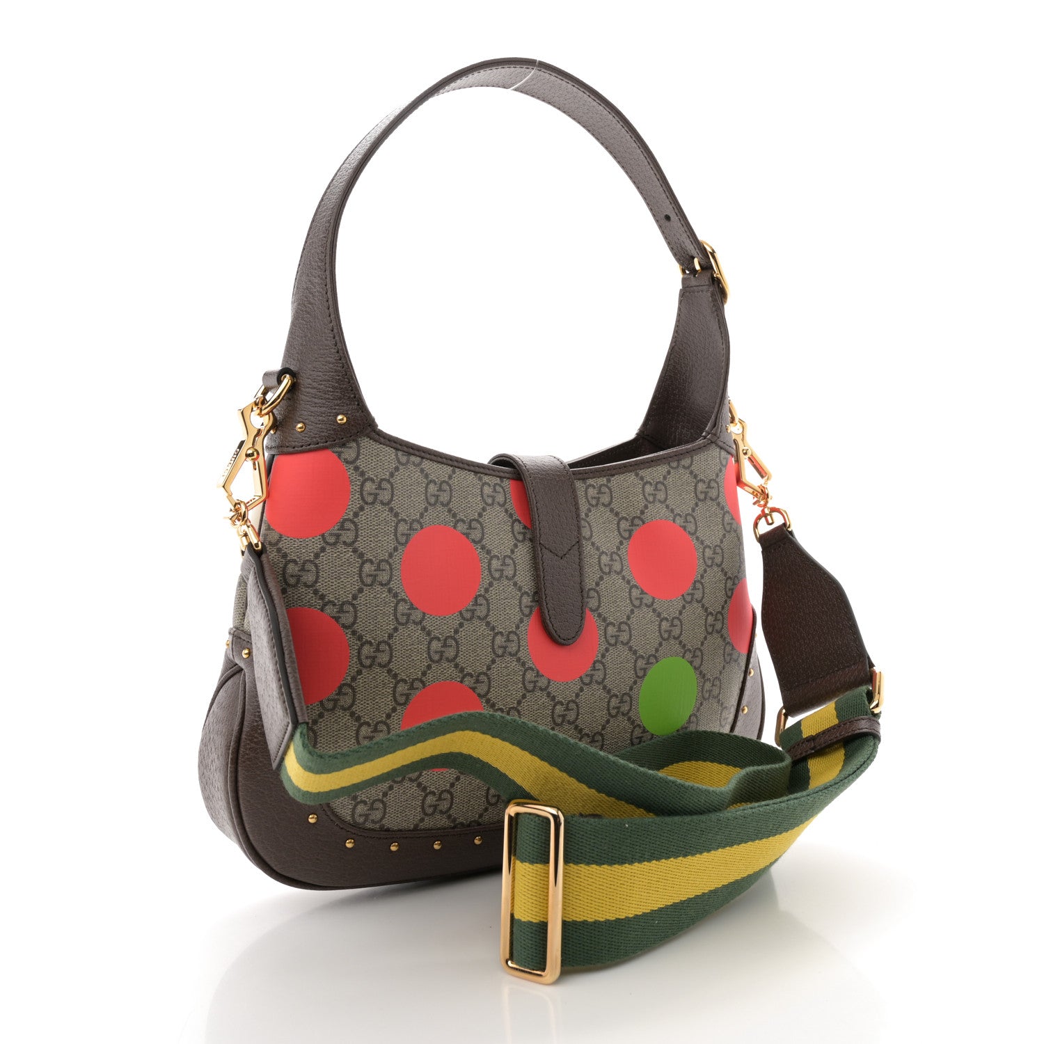 Gucci GG Supreme Monogram Web Geometric Small Jackie 1961 Beige Multicolor Brown Sugar 3 of 11