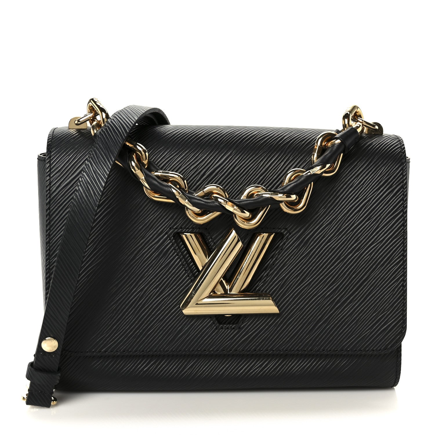 Louis Vuitton Epi Twist Braided Strap Shoulder Bag MM Black