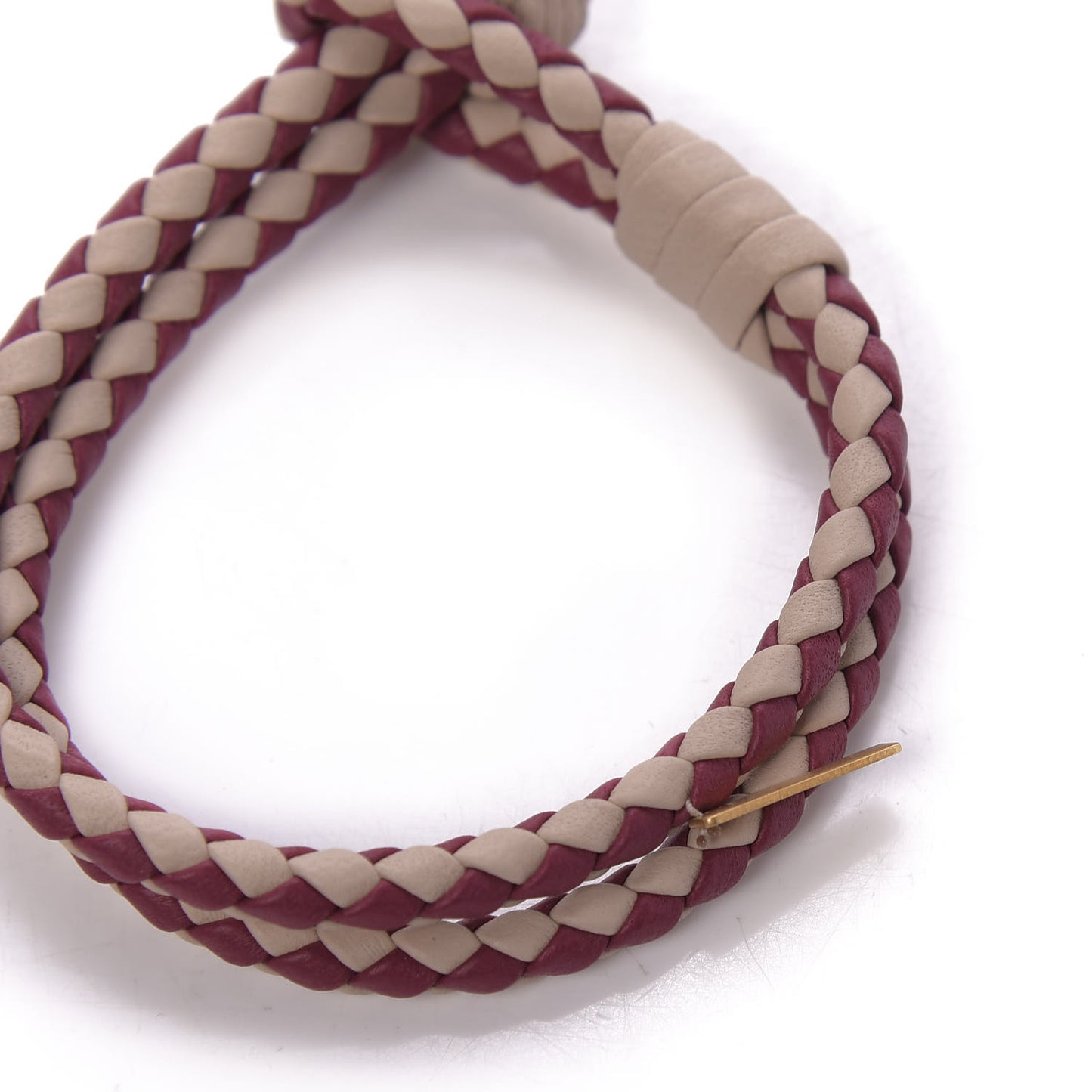 Nappa Intrecciato Two Tone Bracelet Bordeaux Beige