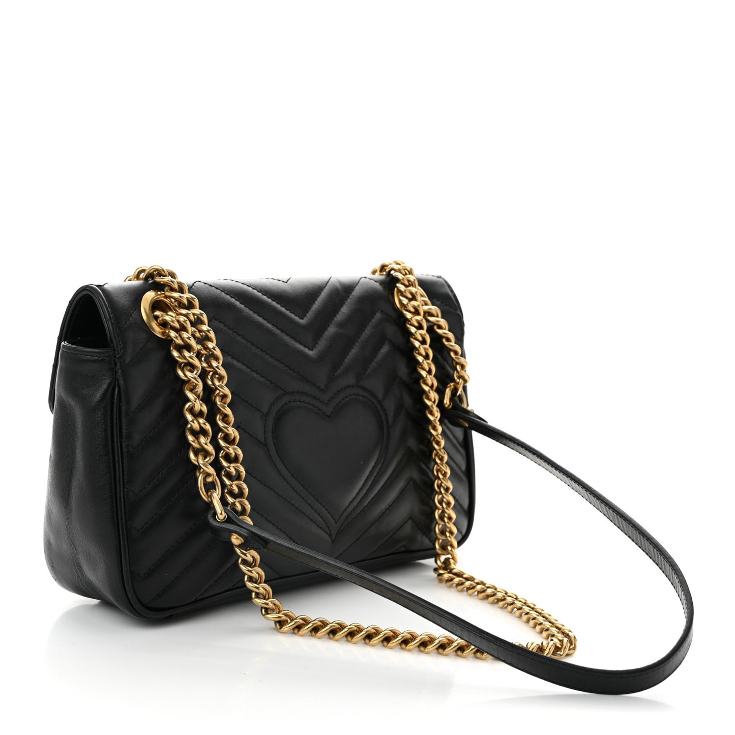 Calfskin Matelasse Small GG Marmont Shoulder Bag Black