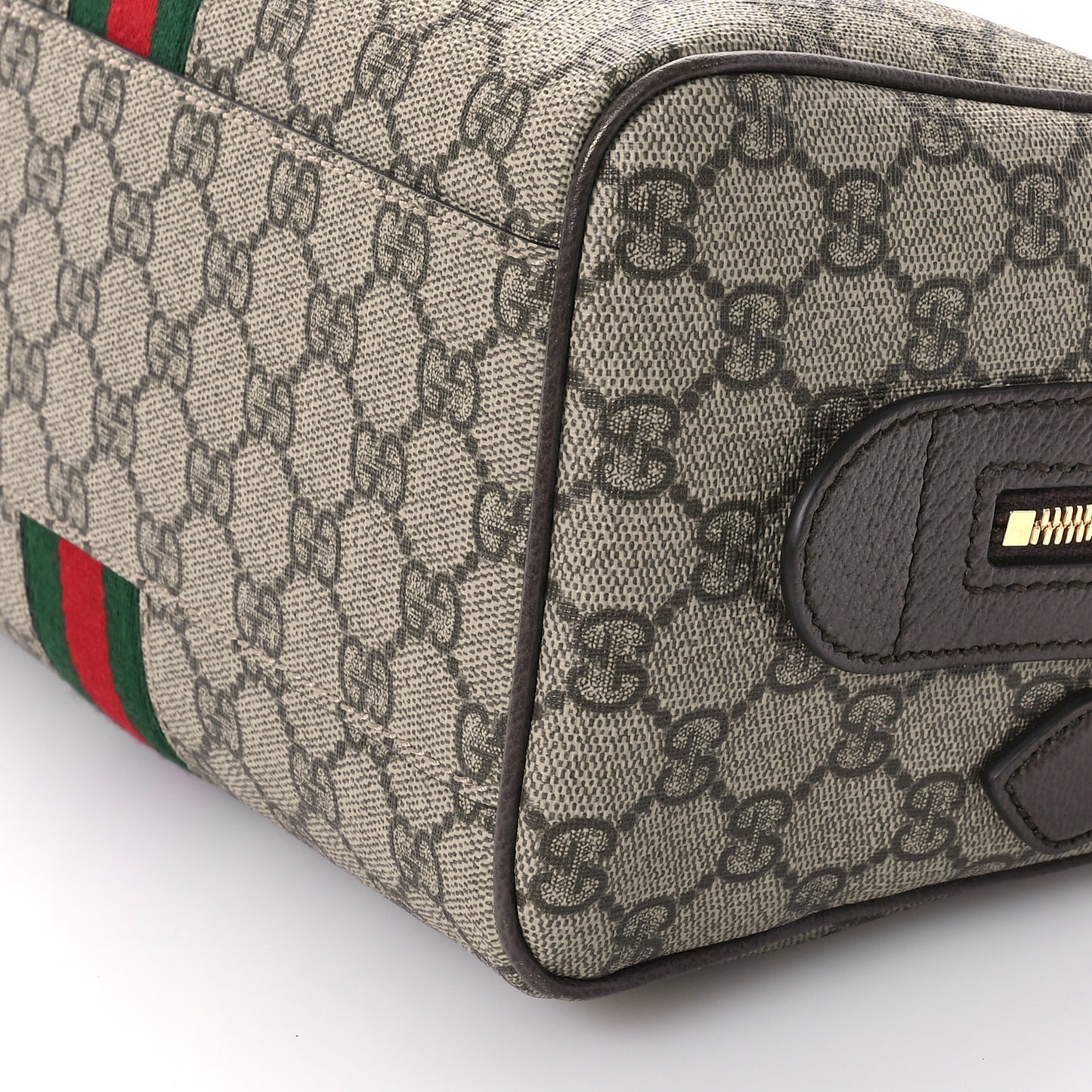 GG Supreme Monogram Web Small Ophidia Top Handle Bag Beige Ebony