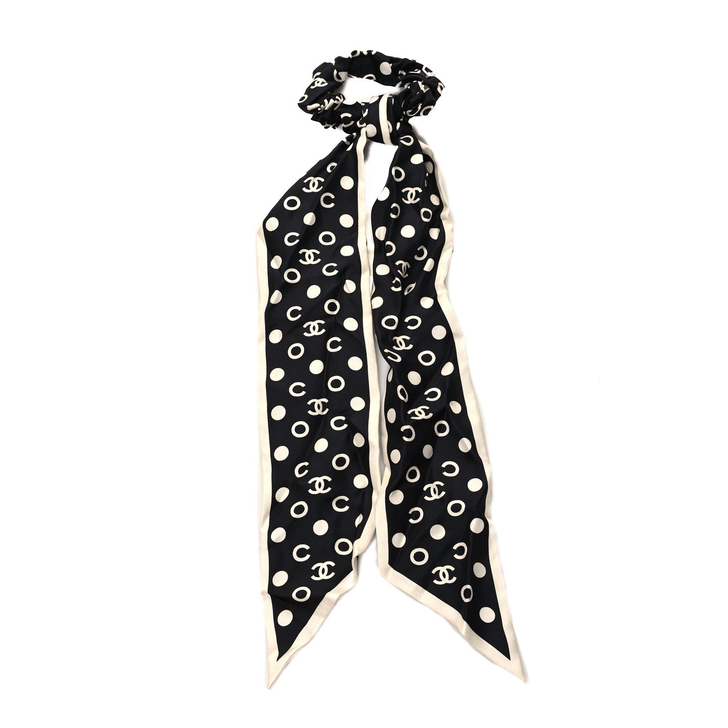 Silk CC Twilly Hair Tie Black White