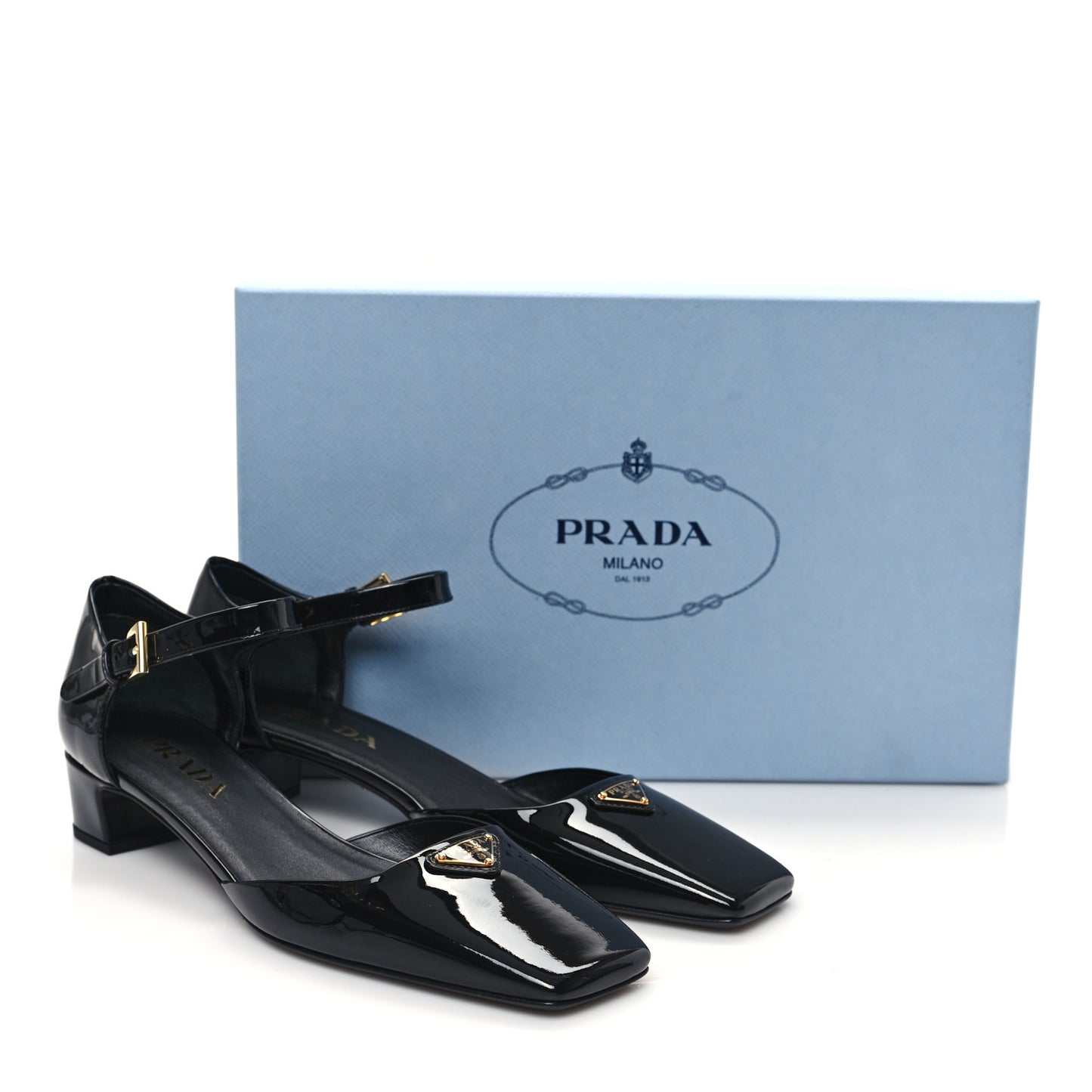 Patent Triangle Squared Toe 35mm Pumps 38 Black