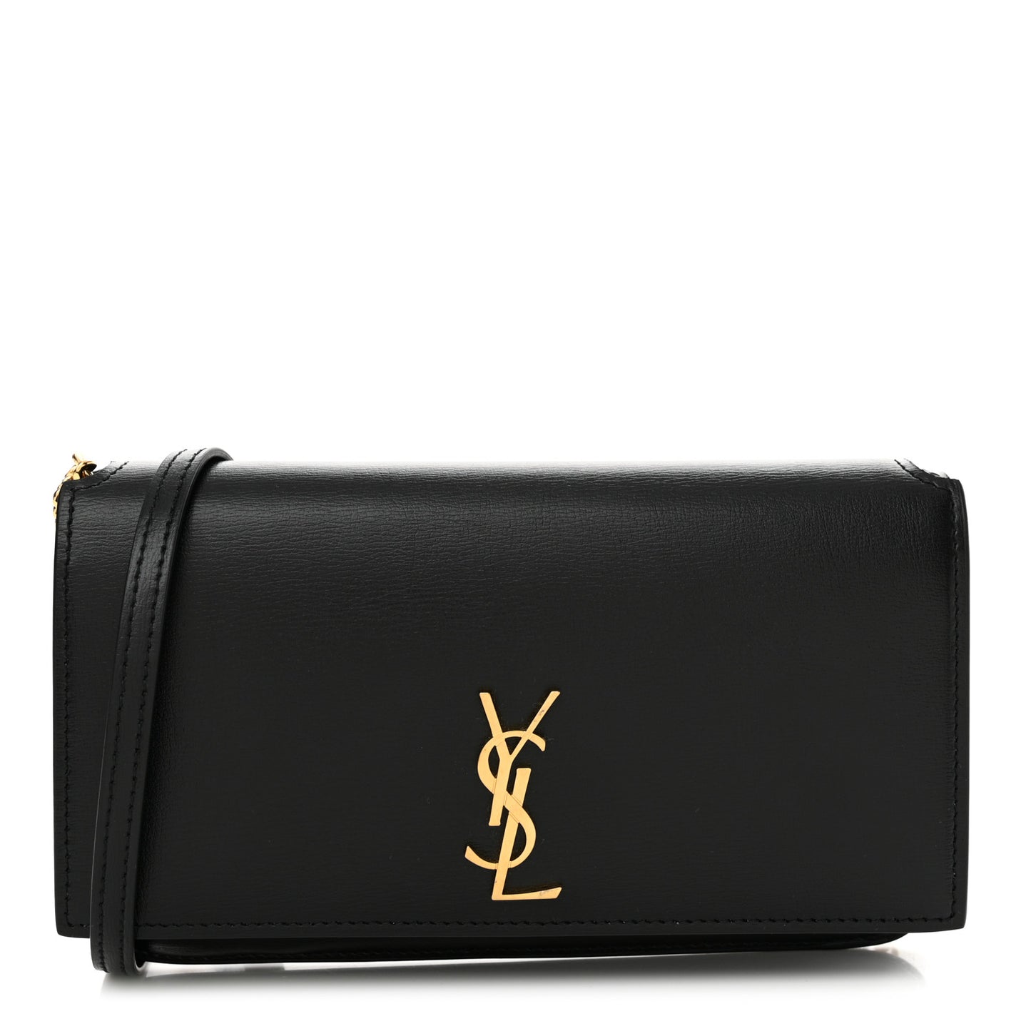 Grained Calfskin Monogram Phone Holder Crossbody Black