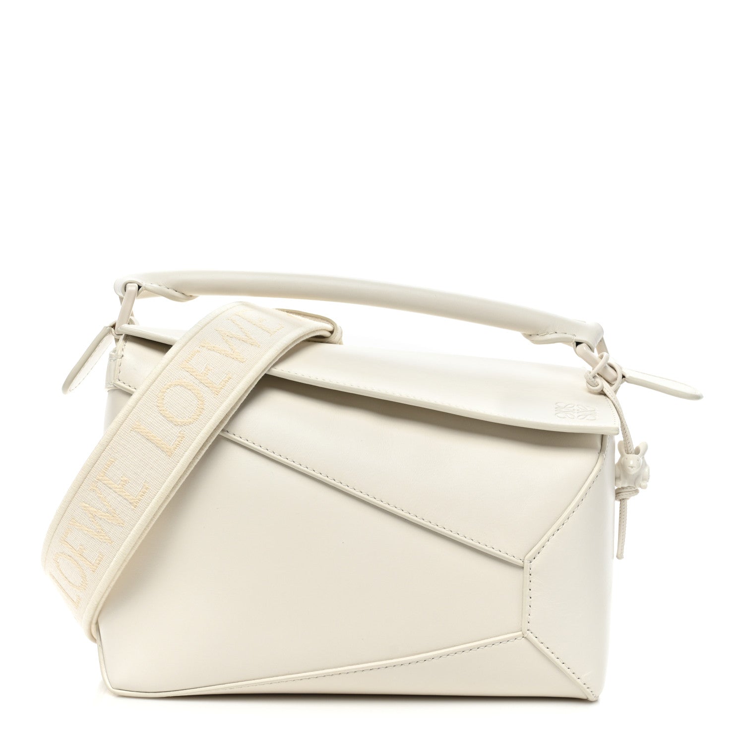 Loewe Satin Calfskin Small Puzzle Edge Bag White Glaze 1 of 11