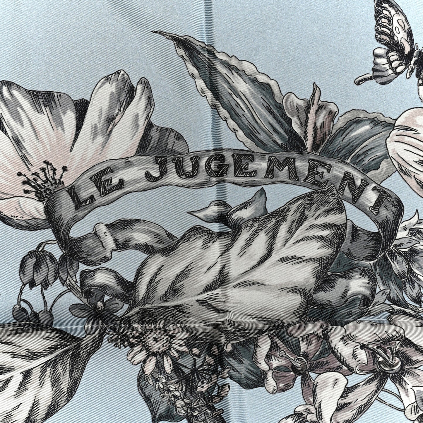 Silk Le Jugement Square Scarf Blue