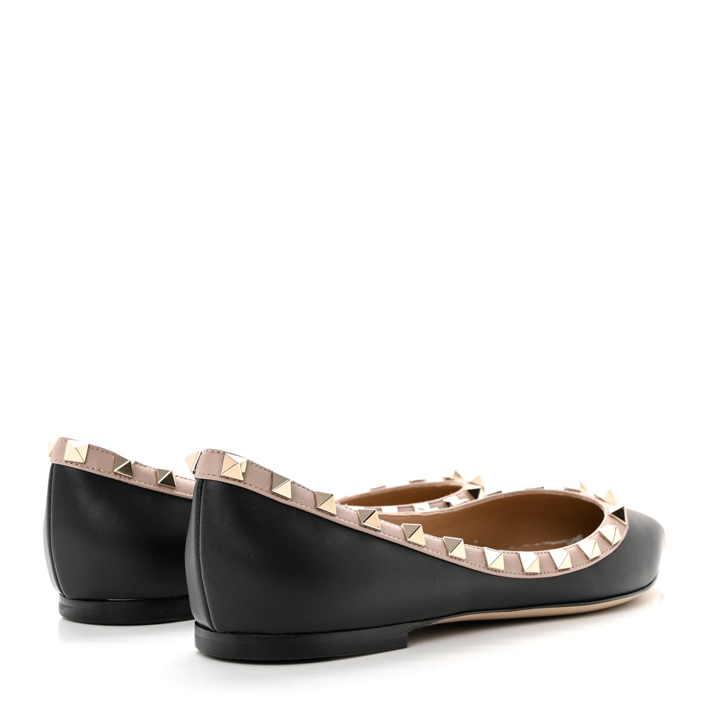 Calfskin Nappa Rockstud Ballerina Flats 37.5 Black Poudre