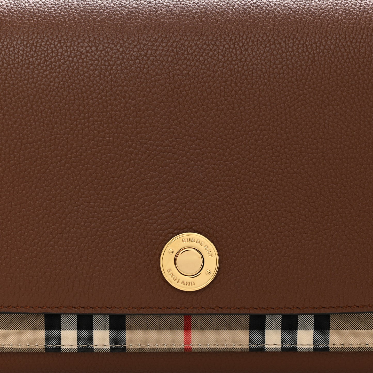 Grainy Calfskin Vintage Check Note Crossbody Bag Malt Brown