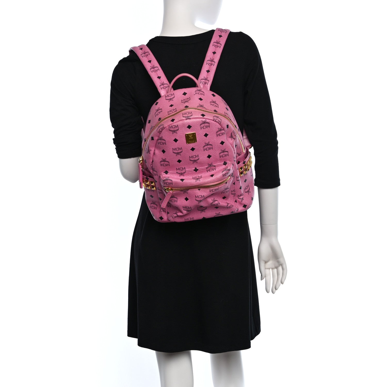 MCM Visetos Small Side Stud Stark Backpack Pink 2 of 10