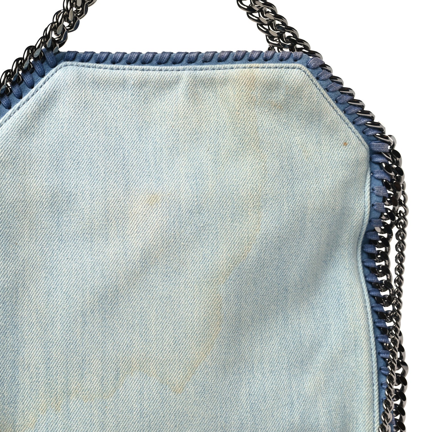 Denim Flower Mini Falabella Tote Blue