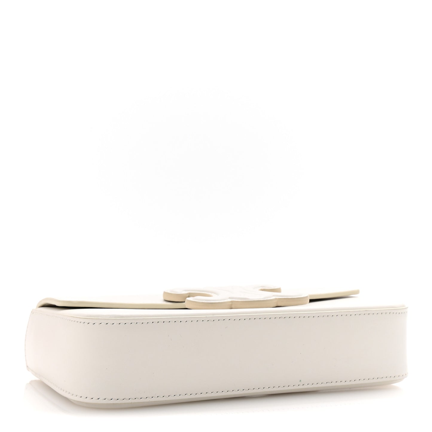 Shiny Calfskin Cuir Triomphe Chain Shoulder Bag White