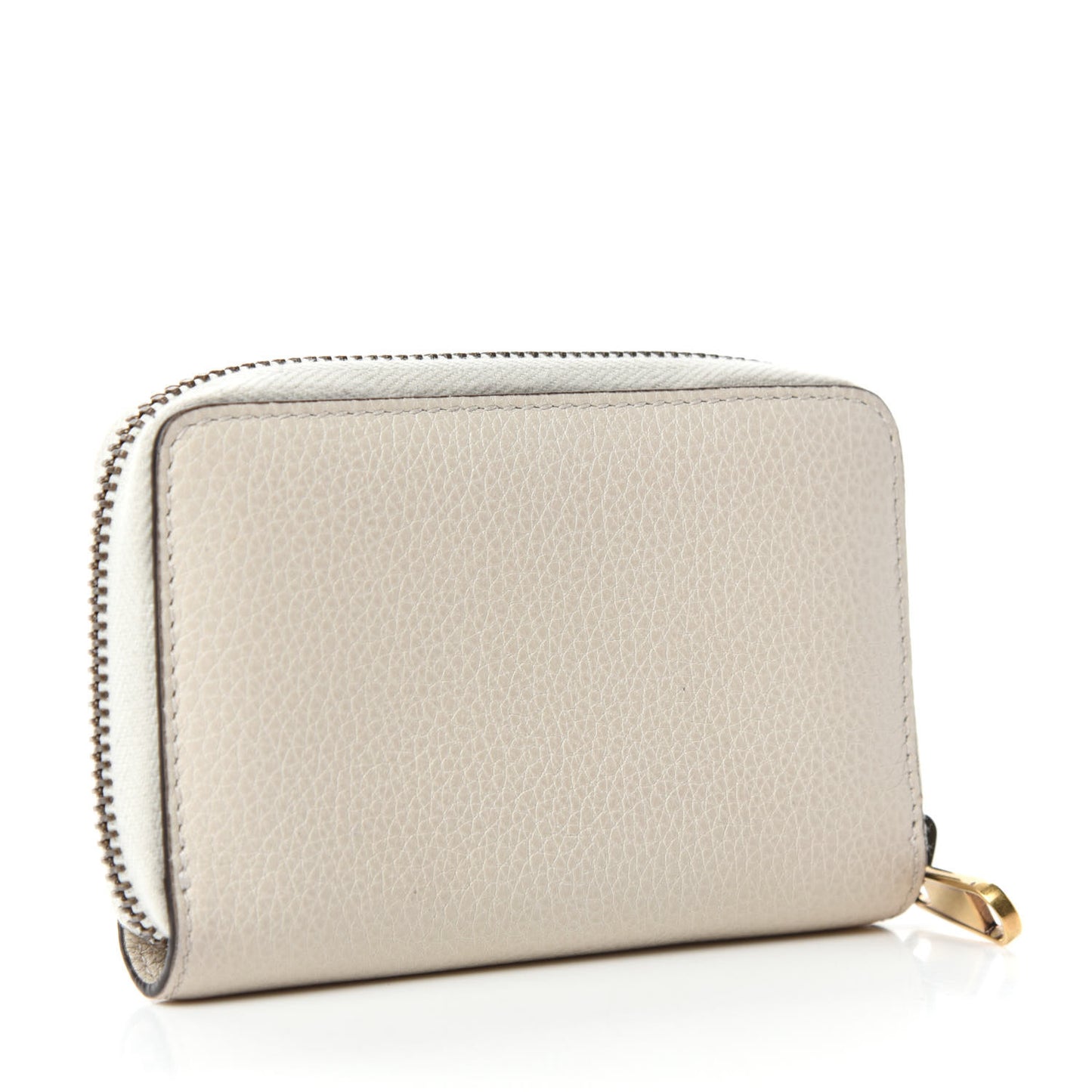 Calfskin Logo Zip Around Card Case White