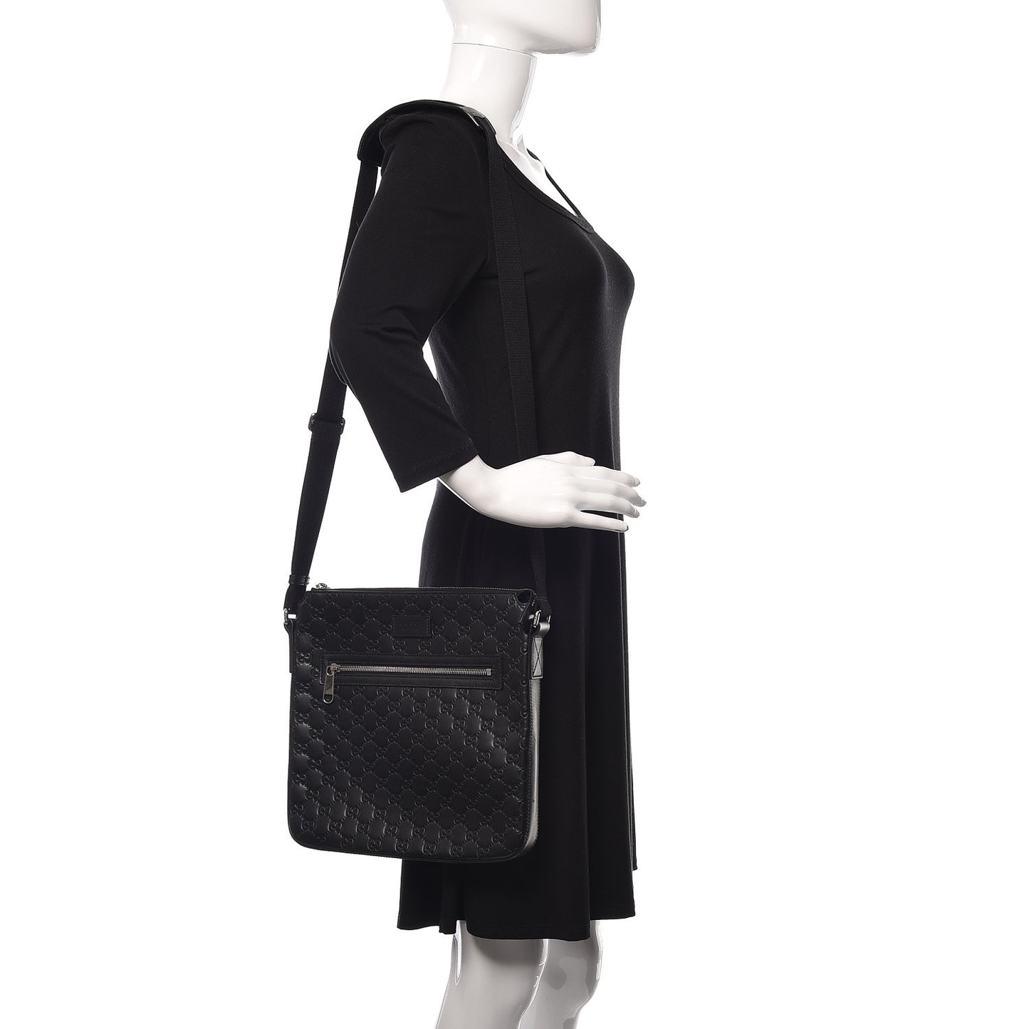 Guccissima Signature Medium Flat Messenger Bag Black