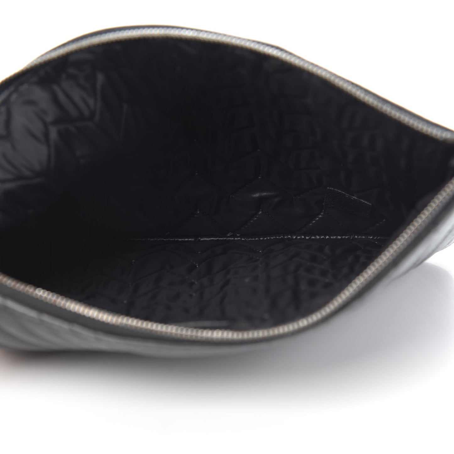 Sheepskin Chevron Quilted Medium Cosmetic Case Black
