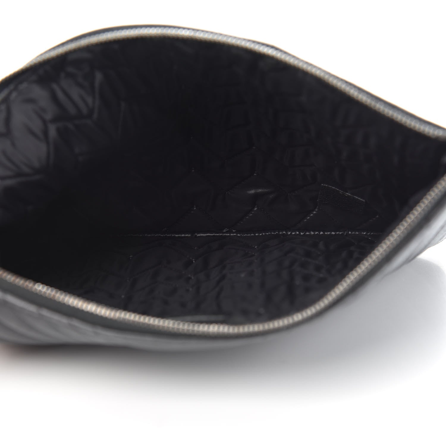 Chanel Sheepskin Chevron Quilted Medium Cosmetic Case Black 5 of 11