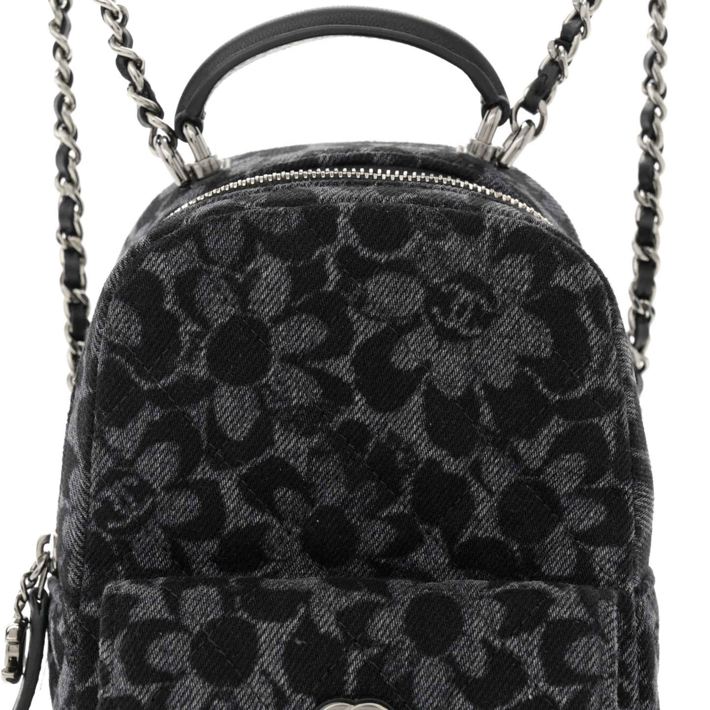 Denim Quilted Flower CC Mini Classic Backpack Black