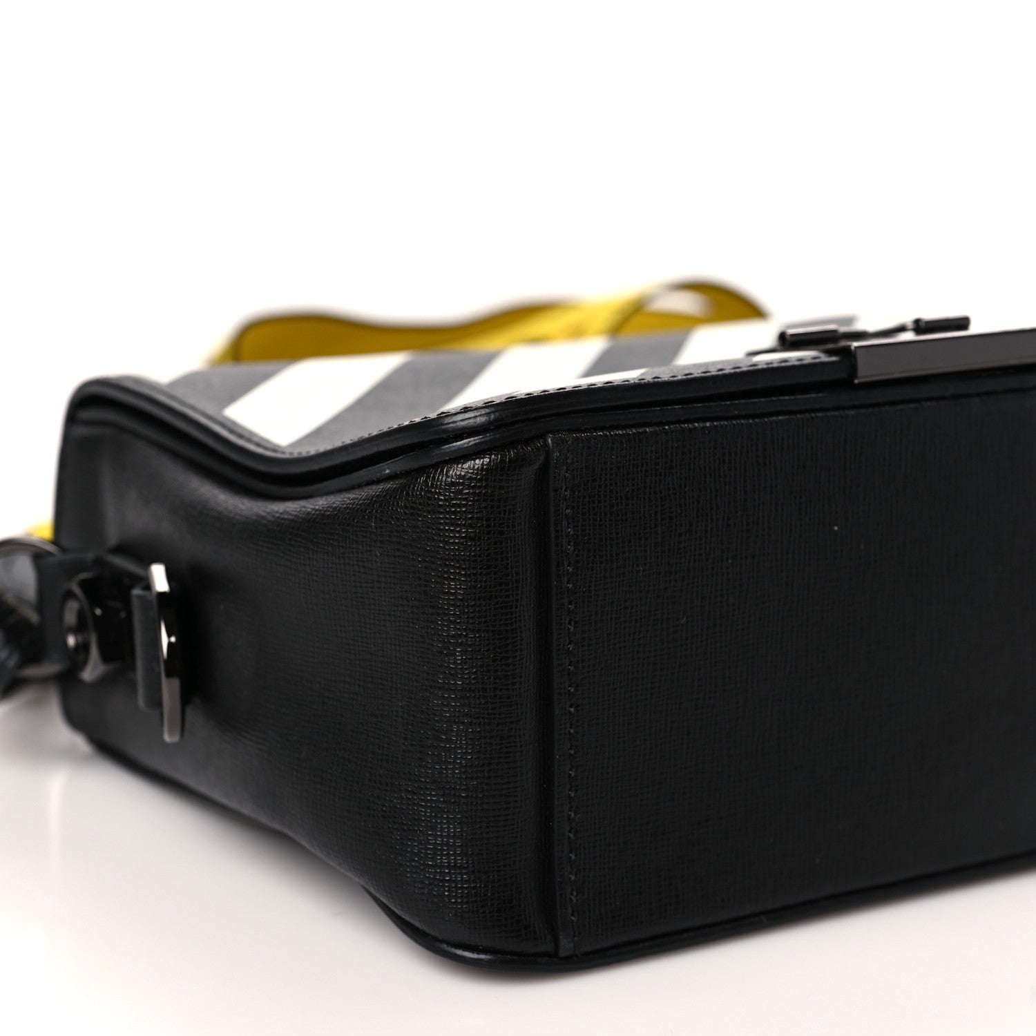 Off-White Calfskin Diag Flap Bag Black White 7 of 9