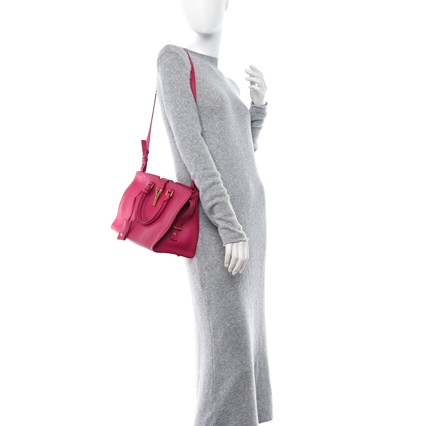 Calfskin Small Classic Y Cabas Fuchsia