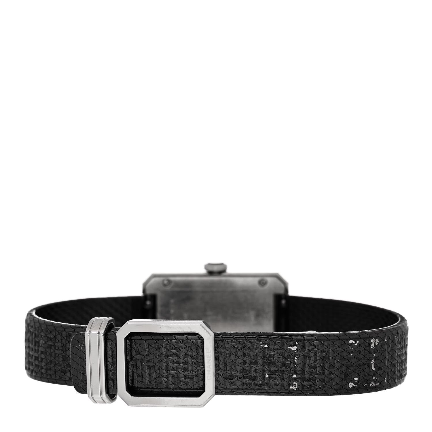 Chanel Stainless Steel Calfskin 21mm Boy-Friend Tweed Quartz Watch Black 3 of 5