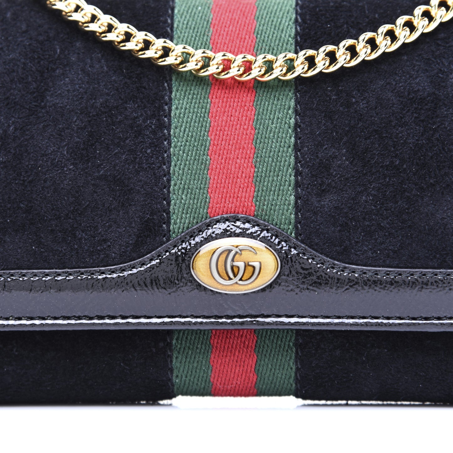 Suede Patent Web Ophidia Wallet On Chain Black