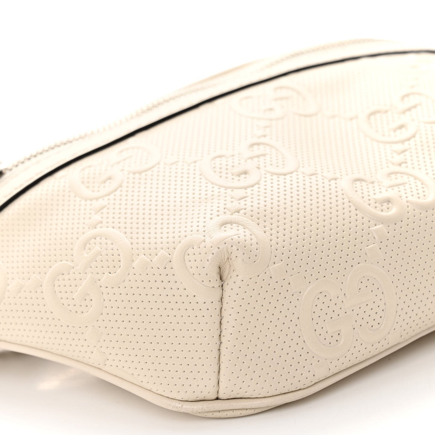 Calfskin GG Tennis Embossed Belt Bag Mystic White