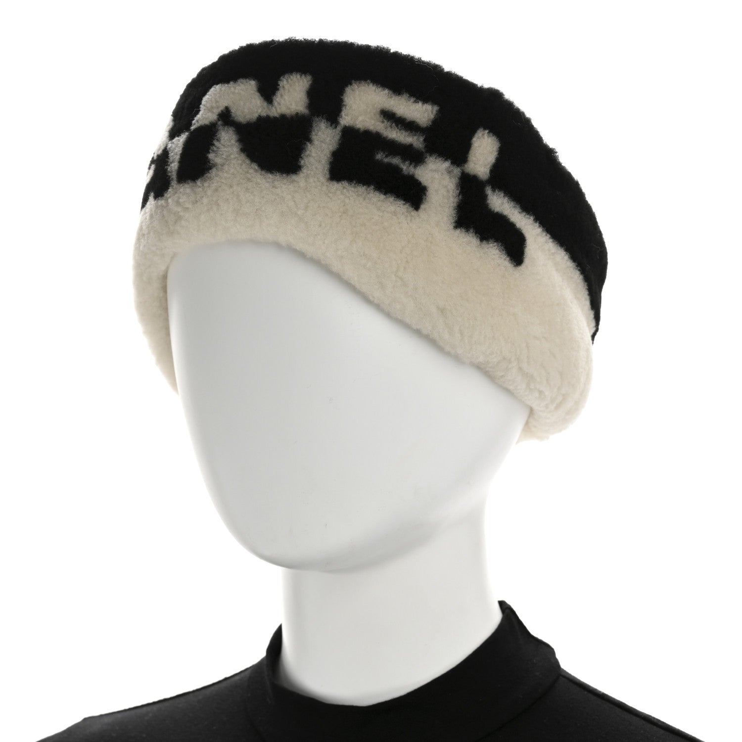 Chanel Cashmere Blend Logo Headband White Black 2 of 4