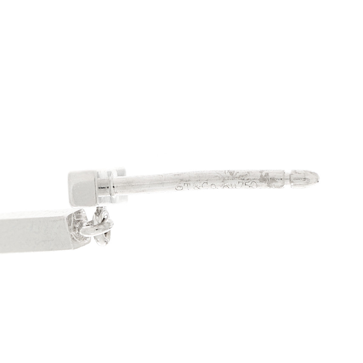 18K White Gold T Bar Earrings