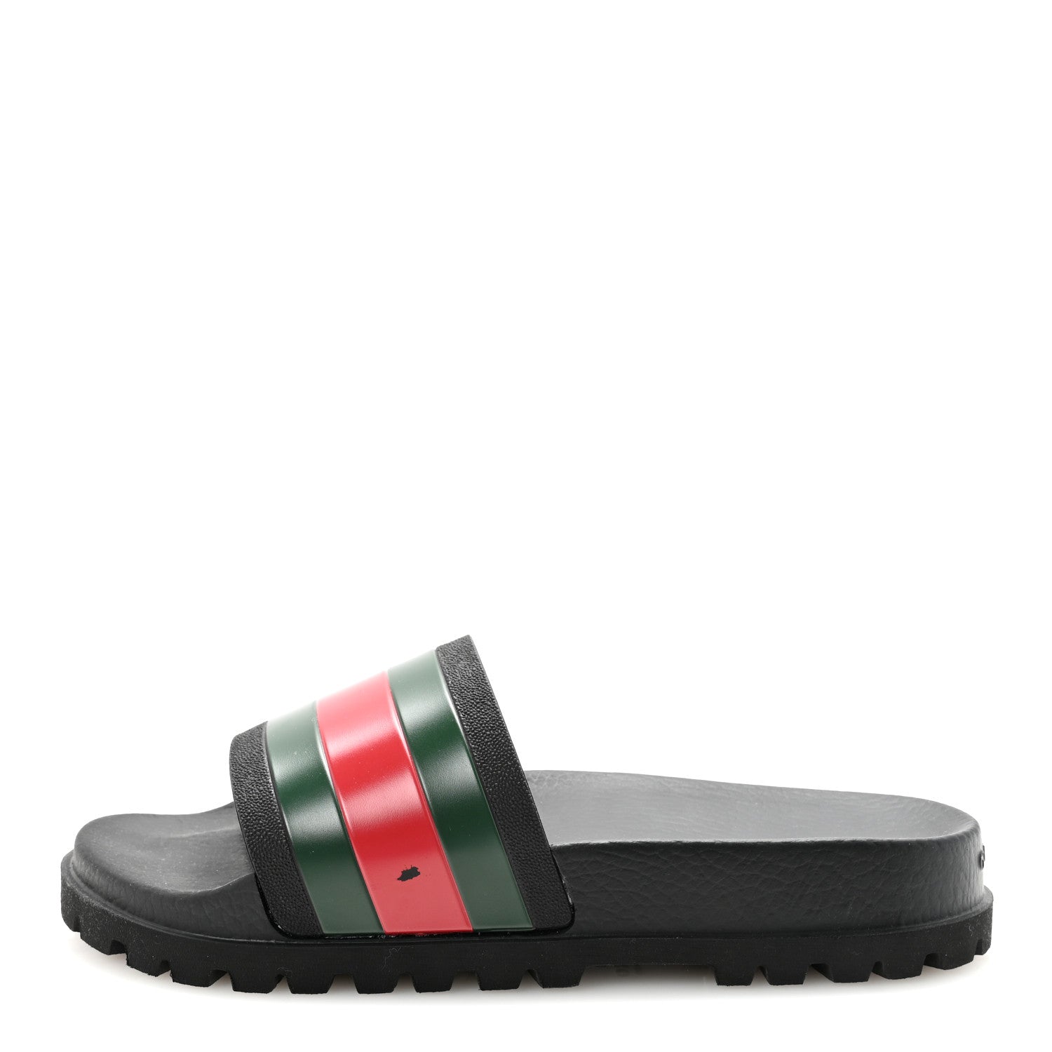 Gucci Rubber Web Mens Pool Slide Sandals 10 Black Green Red