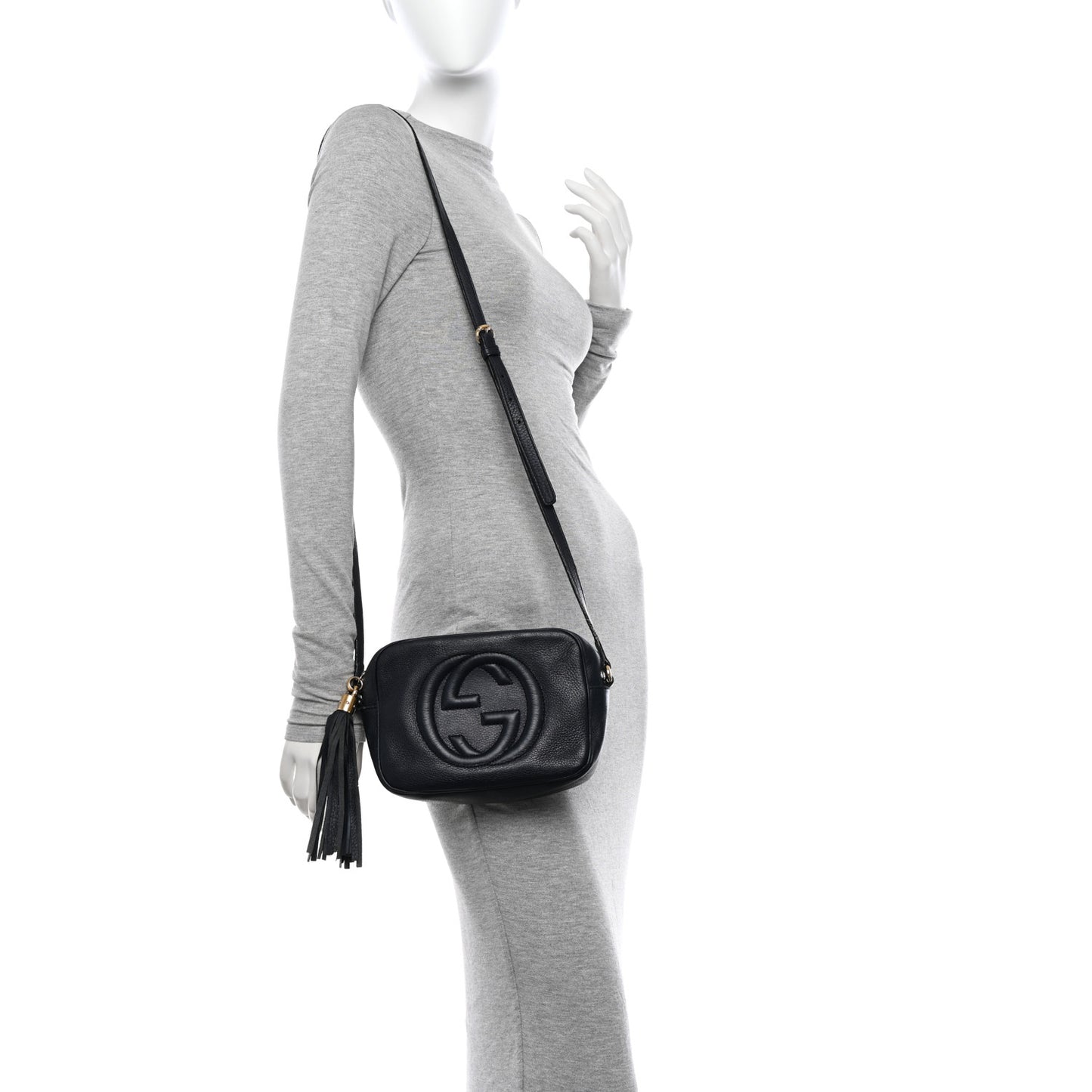 Pebbled Calfskin Small Soho Disco Bag Black