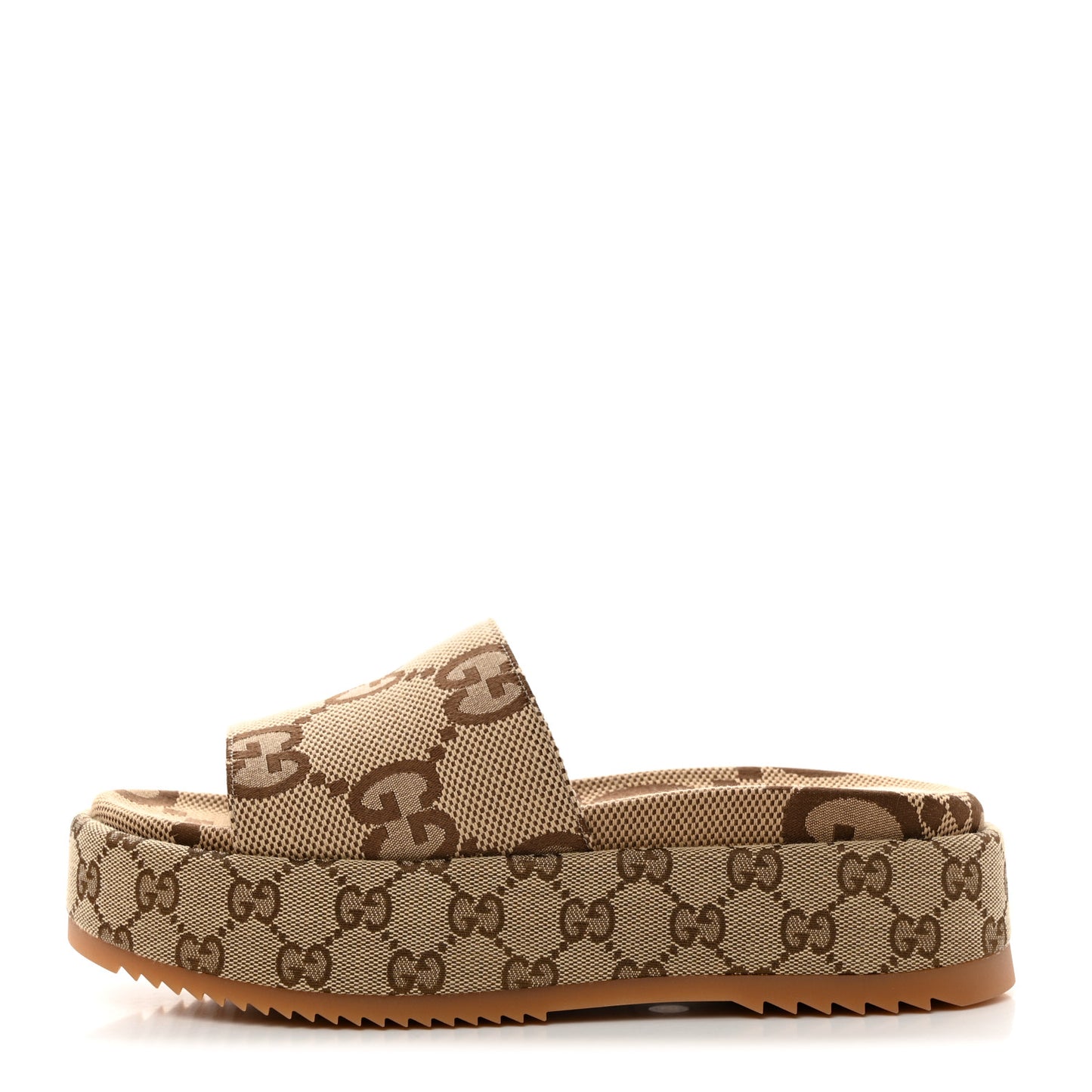 Monogram Maxi GG Angelina Platform 55mm Slide Sandals 39 Camel Ebony
