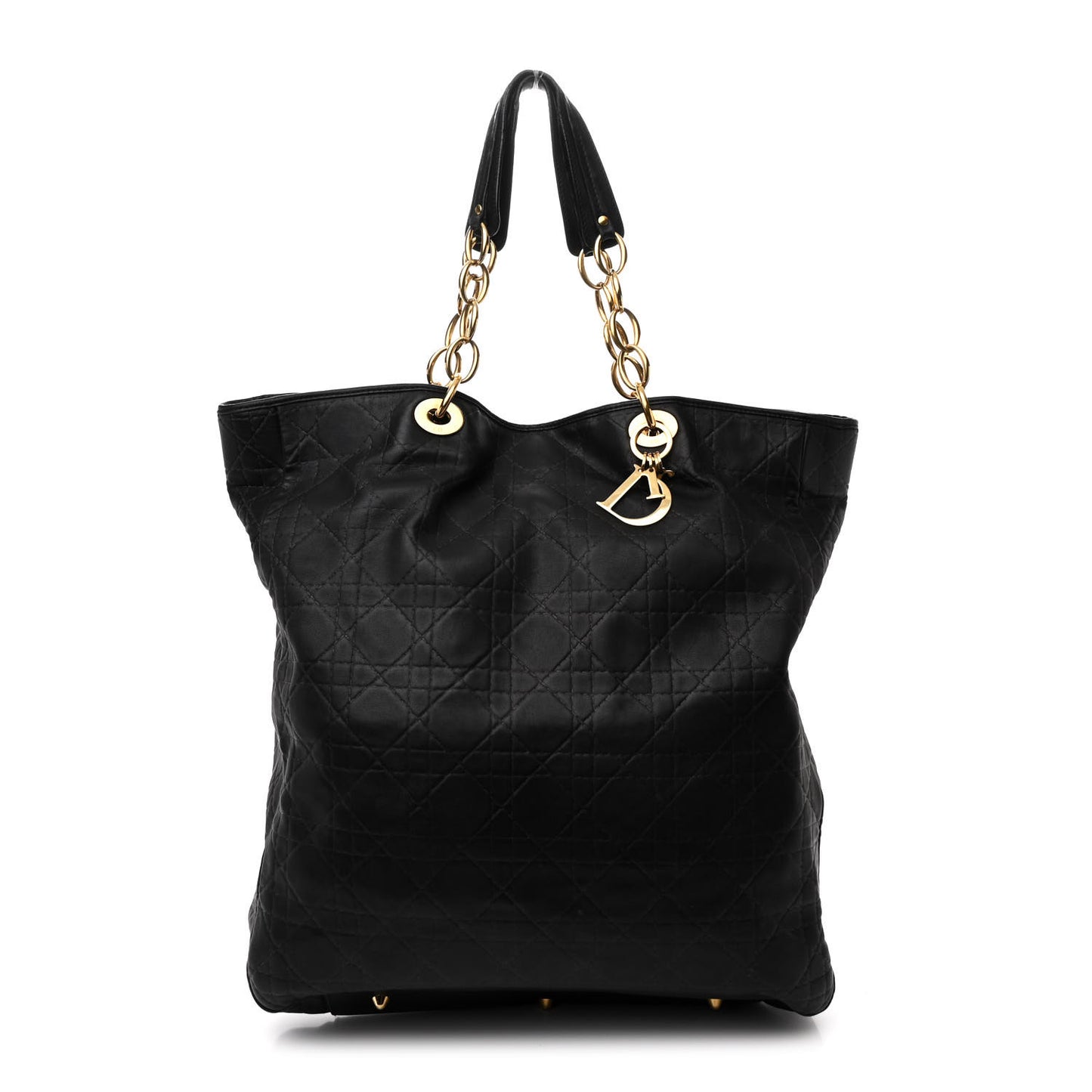 Lambskin Cannage Large Soft Lady Dior Shopping Tote Black