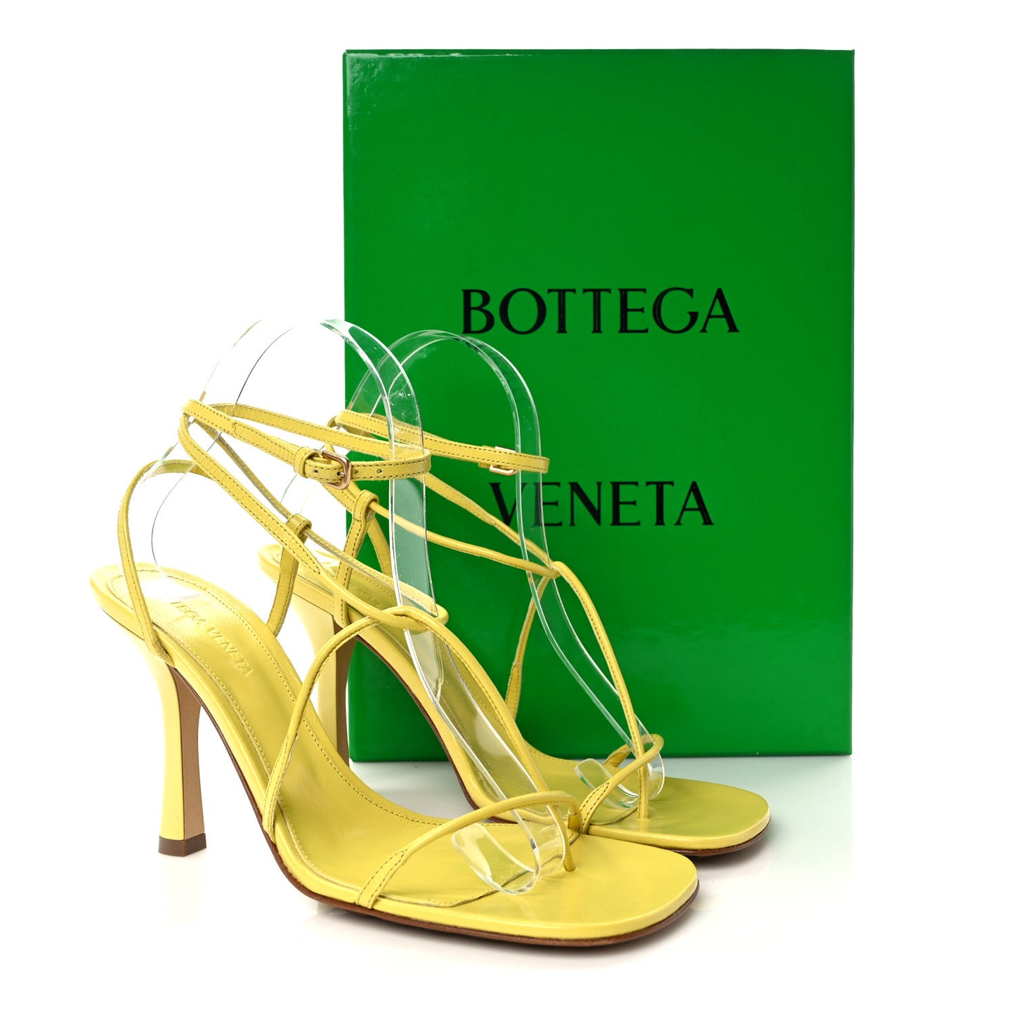Lambskin Stretch Multi Strap 90mm Sandals 38 Pear