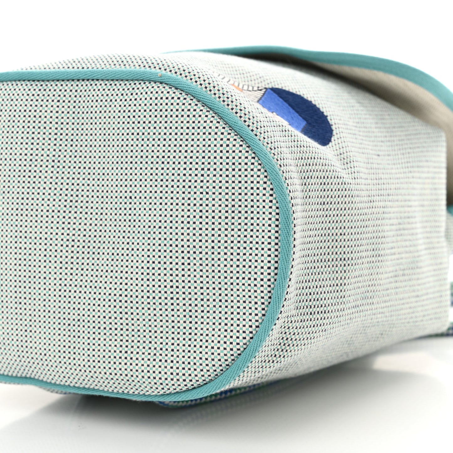 H Canvas Embroidered Les Cabanes Backpack Marine Menthe