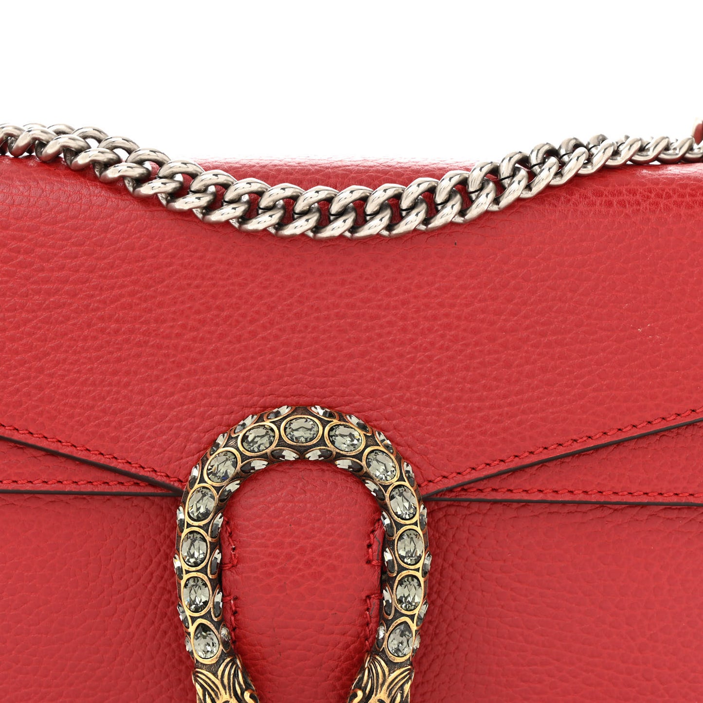 Dollar Calfskin Swarovski Crystal Small Dionysus Shoulder Bag Hibiscus Red