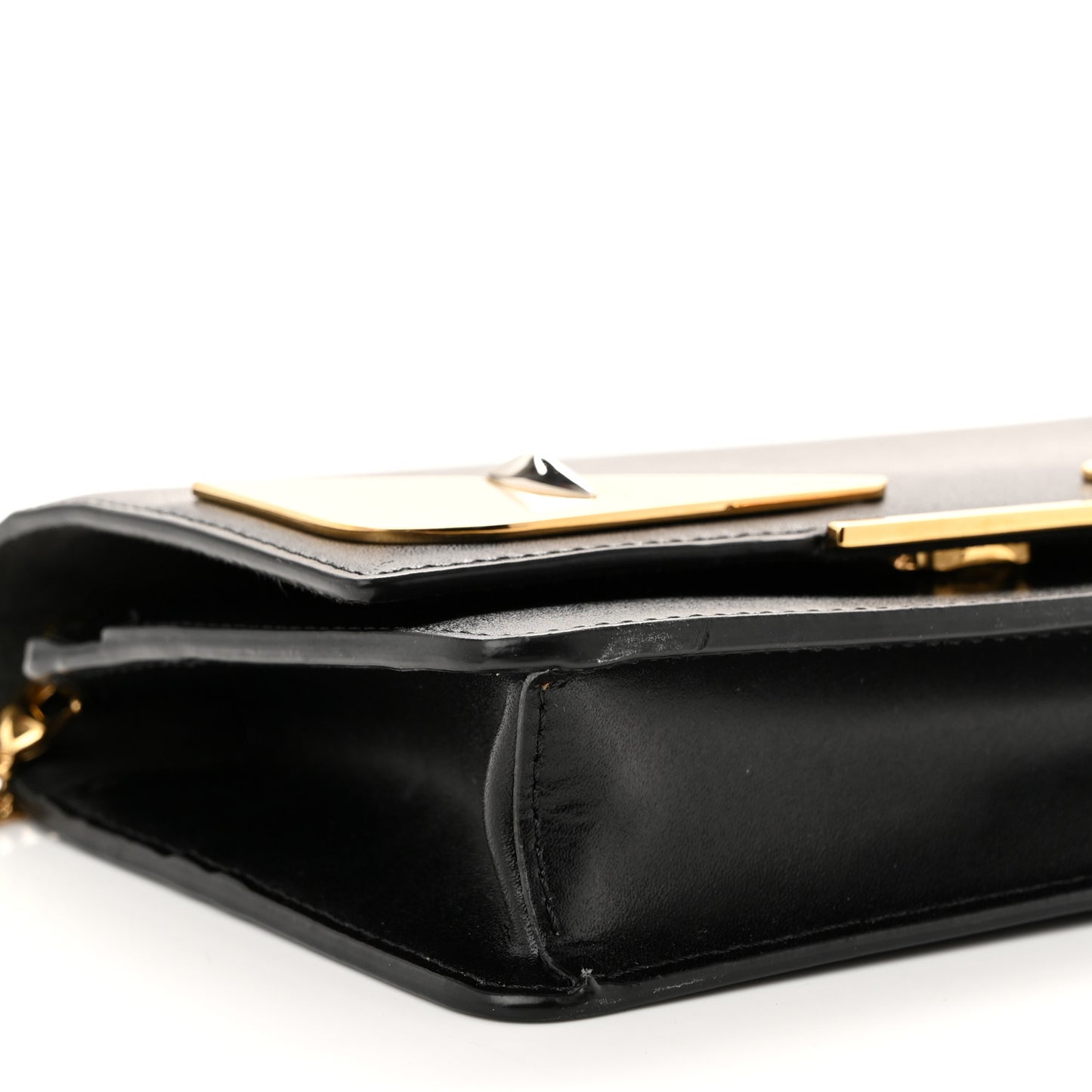 Vitello Liberty Lucido Metal Monster Eyes Tube Wallet on Chain Black