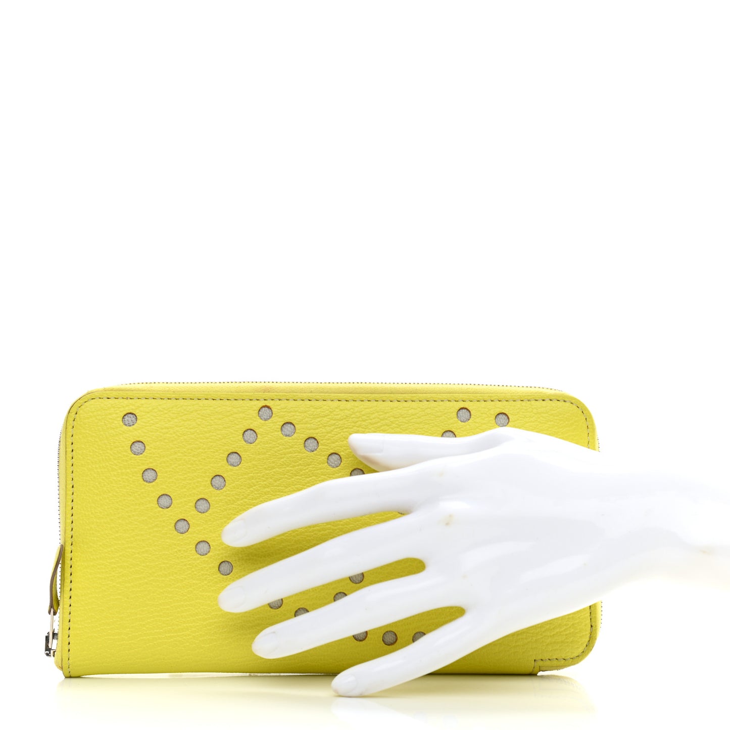 Chevre Mysore Verso Evelyne Long Wallet Lime Gris Perle