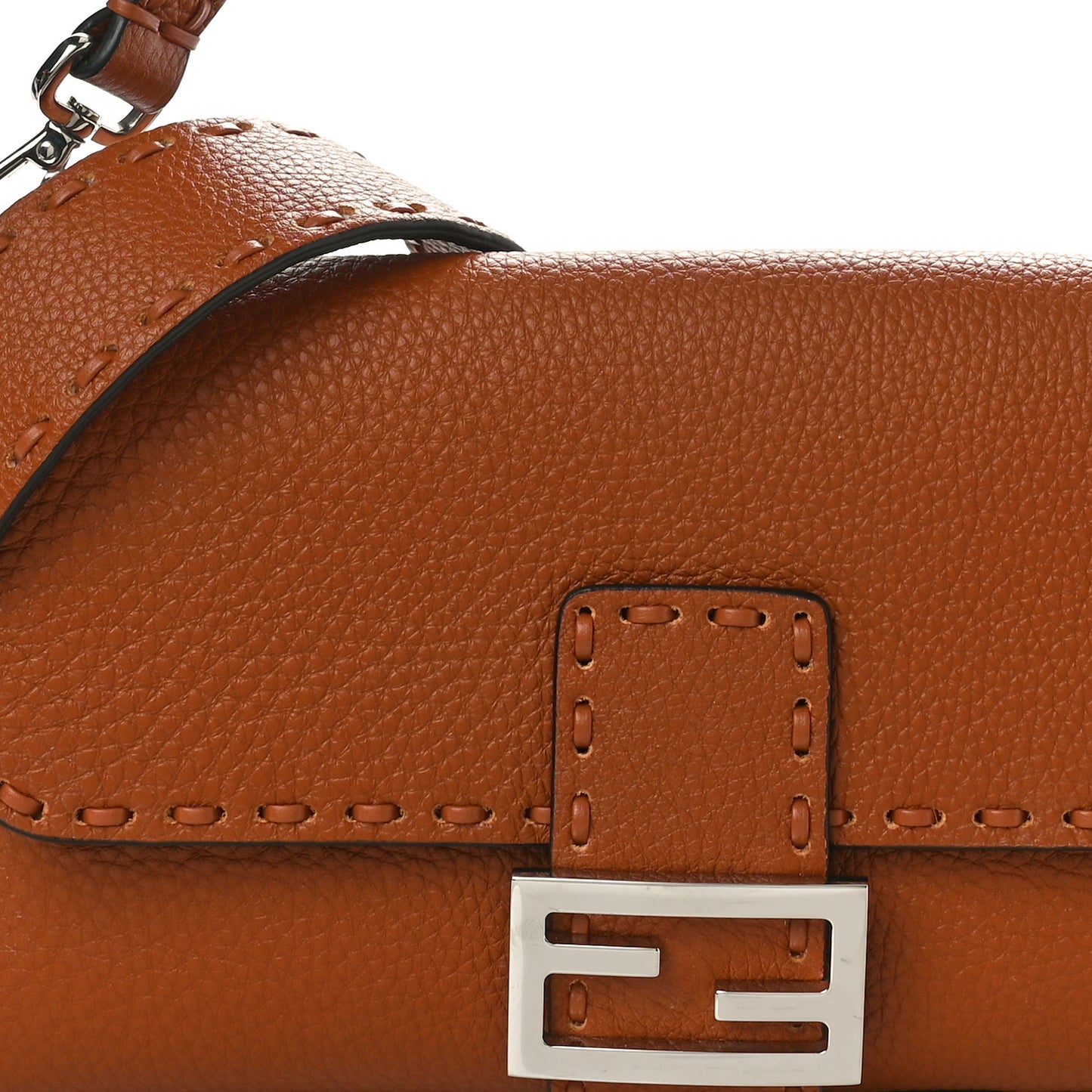Cuoio Roma Sellerissima Nappa Sintetica Tape Stitch Baguette Brandy