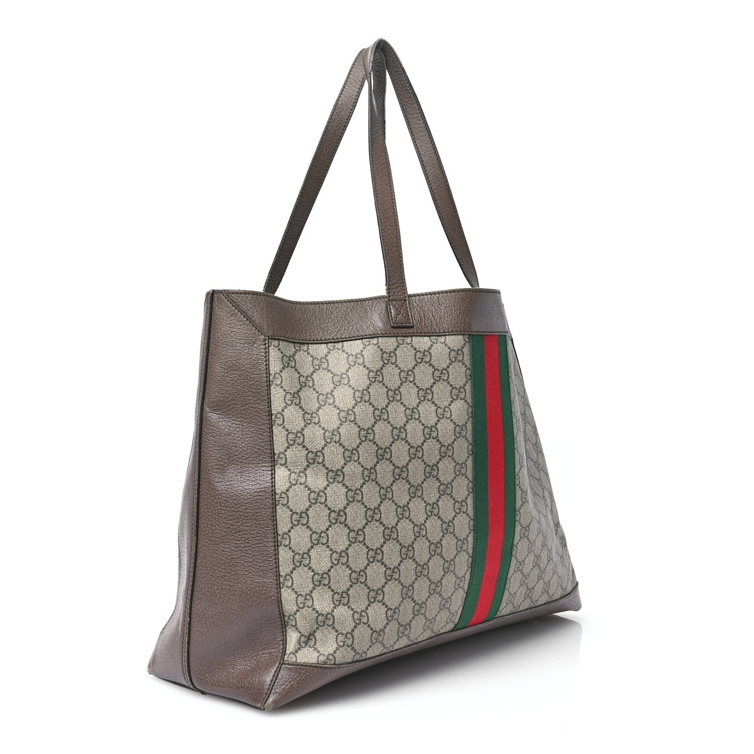 Gucci GG Supreme Monogram Web Ophidia Tote Brown 4 of 13