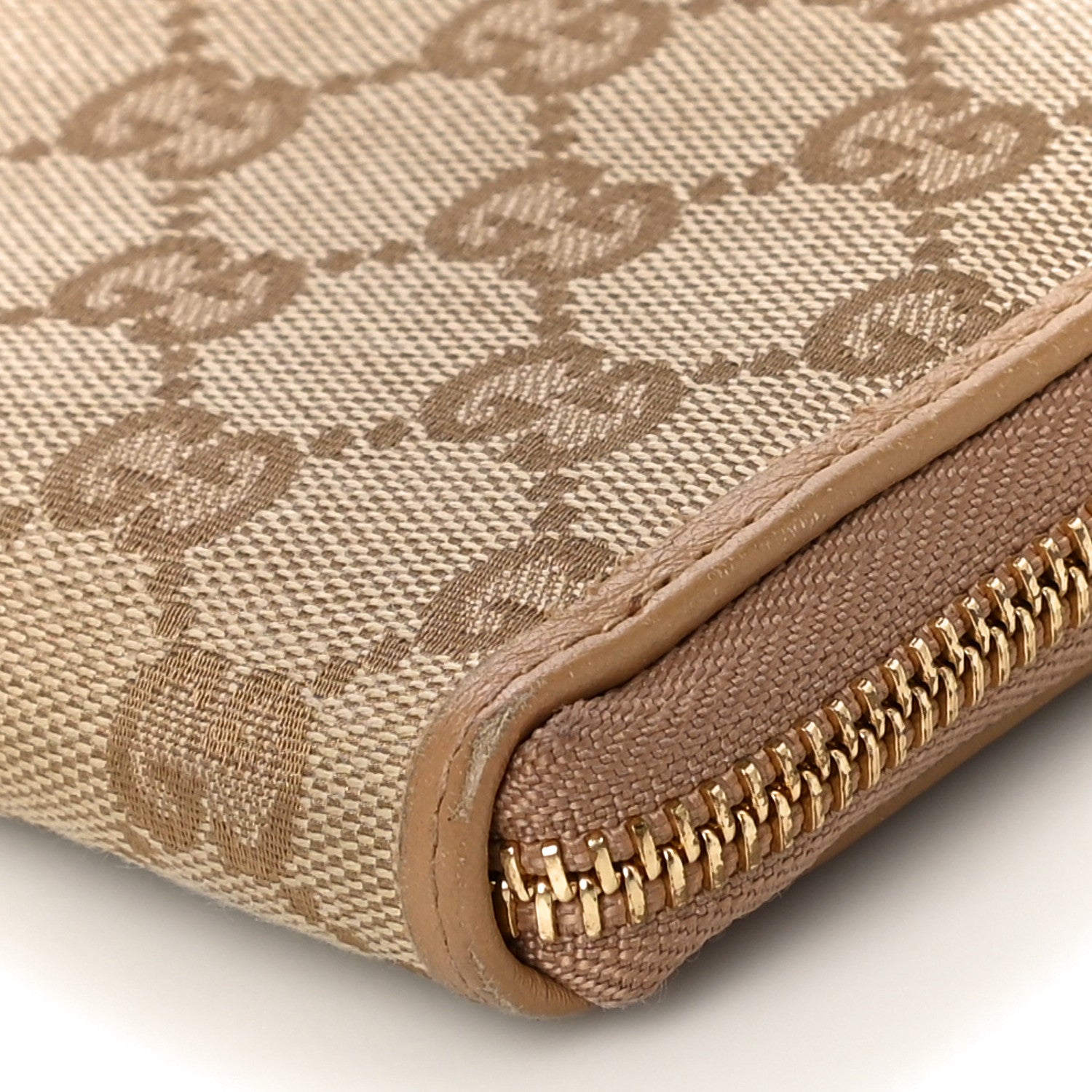 Gucci Calfskin Monogram Zip Around Wallet Tan 9 of 10
