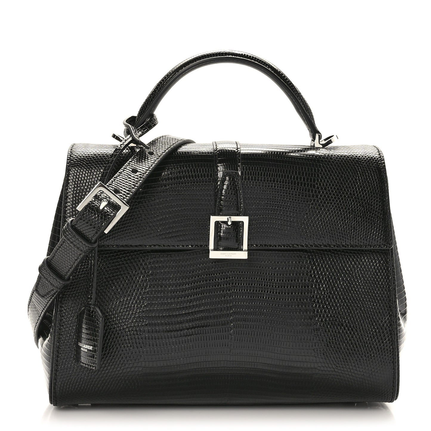 Lizard Le Fermoir Top Handle Bag Small Black