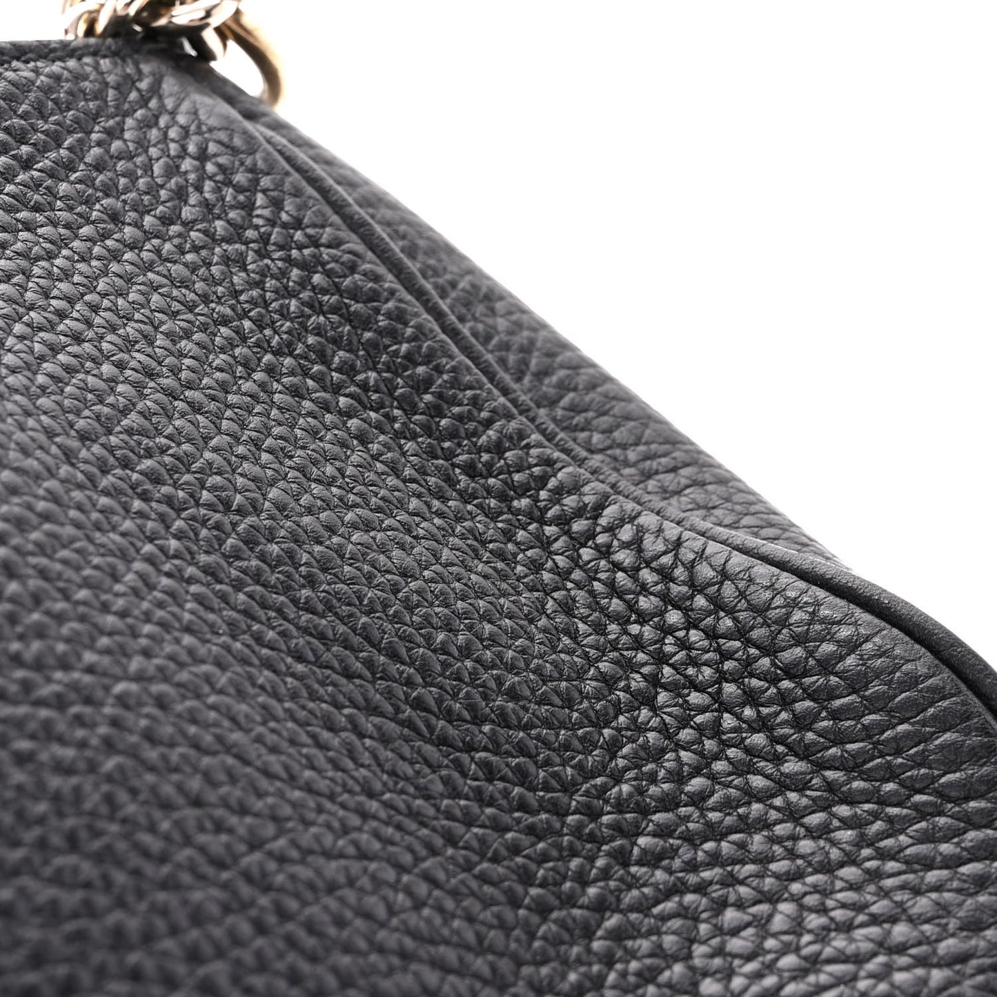 Pebbled Calfskin Medium Soho Flap Crossbody Black